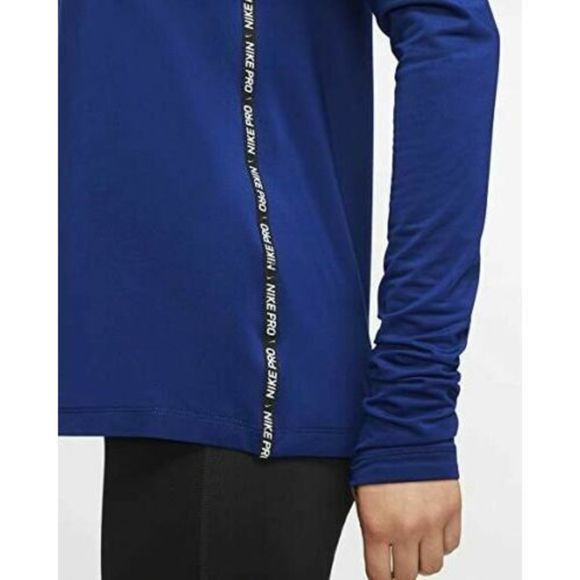 Nike Pro BV5324 492 Womens Sz S Navy Blue Funnel Neck Pullover Long Sleeve Shirt - Picture 2 of 4